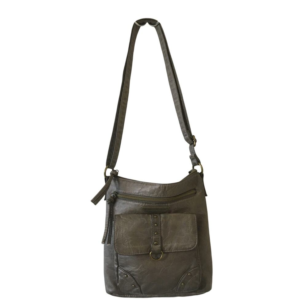 Stone Mountain Embossed Espresso Vegan Leather Crossbody Shoulder Bag Purse